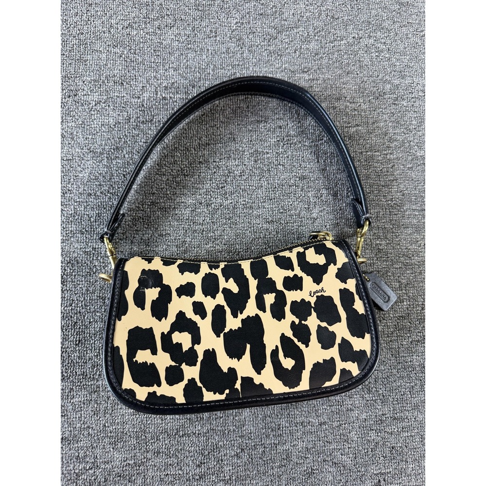 Coach Womens Purse Leopard Swinger 20 Shoulder Bag Refined Calf Leather CM513